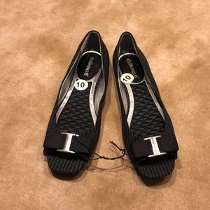Black Peep Toe Flats by Dollhouse, Size 10